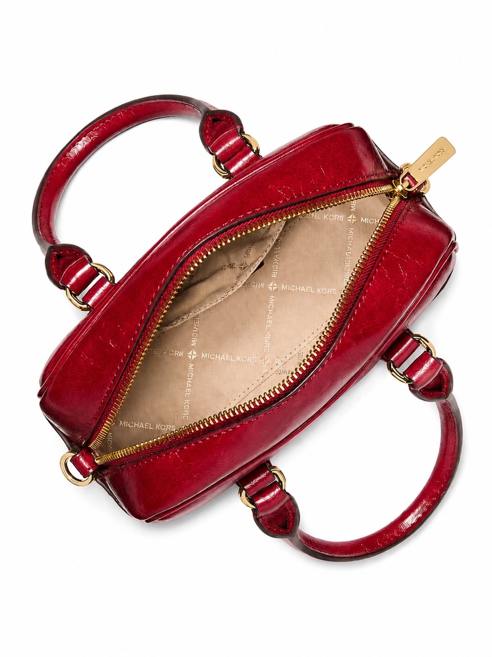 Michael Kors Thompson Extra-Small Distressed Convertible Satchel – Cherry - Picture 8 of 9